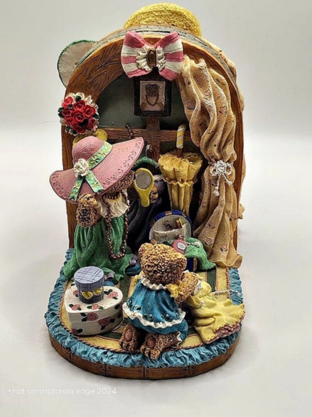 Vintage Teddy Bear Bookends | Hand-Painted Resin Cottagecore Nursery Decor